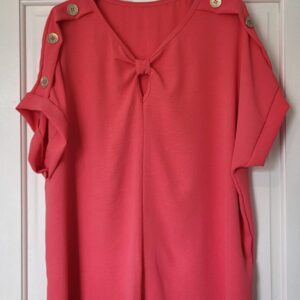 New Ladies Coral V Neck Knott Top One Size fits sizes 16 18 20 22