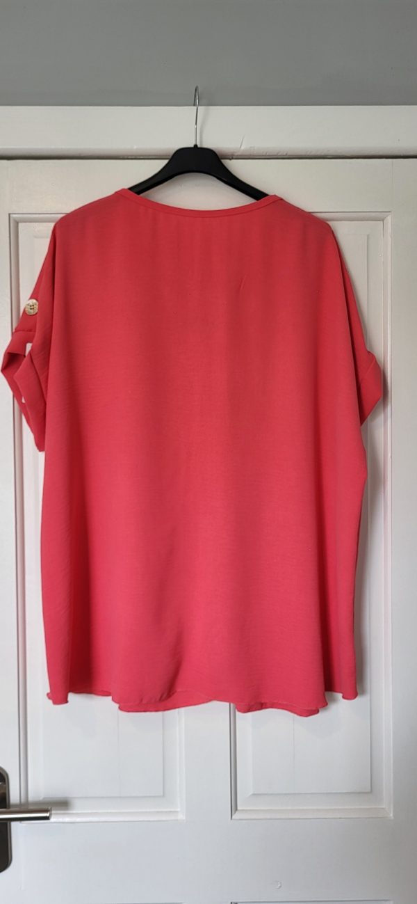 New Ladies Coral V Neck Knott Top One Size fits sizes 16 18 20 22 - Image 5