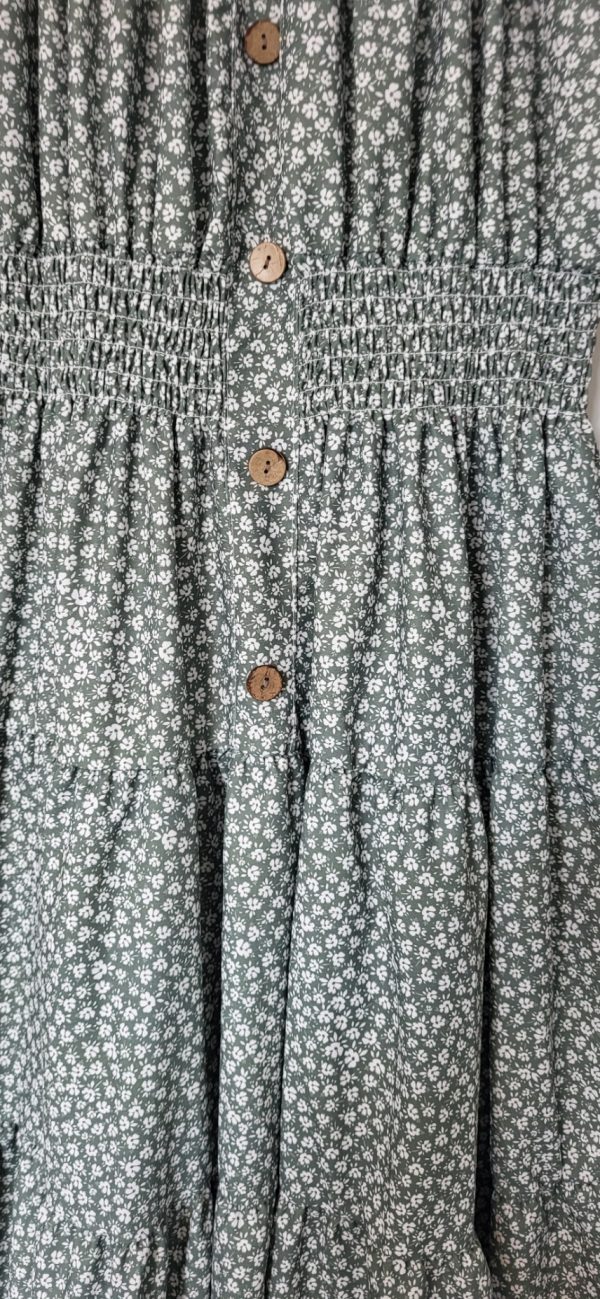 New Ladies Green Floral Tiered Dress One Size fits sizes 14 16 18 20 - Image 5