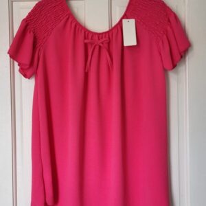 New Ladies Cerise Pink Ruffle Sleeve Top One Size fits sizes 16 18 20 22