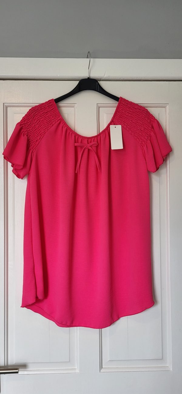 New Ladies Cerise Pink Ruffle Sleeve Top One Size fits sizes 16 18 20 22 - Image 4