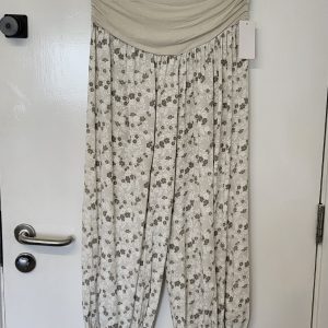 New Ladies Beige Floral Harem Pants One Size fits sizes 14 16
