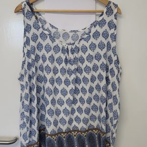 Special Price New Ladies Blue Floral Sleeveless Top One Size fits sizes 18 20 22 Non Returnable