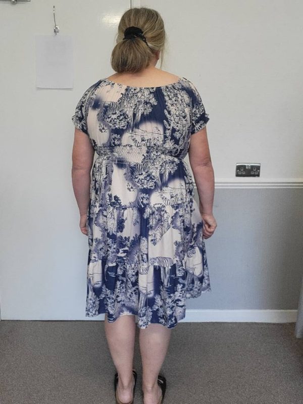 New Ladies Navy Blue Animal Print Tiered Dress One Size fits sizes 14 16 18 20 - Image 9