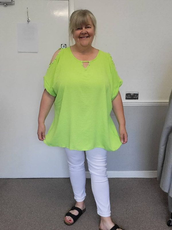 New Ladies Lime Cold Shoulder Top One Size fits sizes 18 20 22 - Image 7
