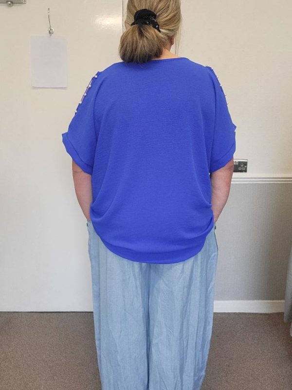 New Ladies Royal Blue Cold Shoulder Top One Size fits sizes 18 20 22 - Image 9