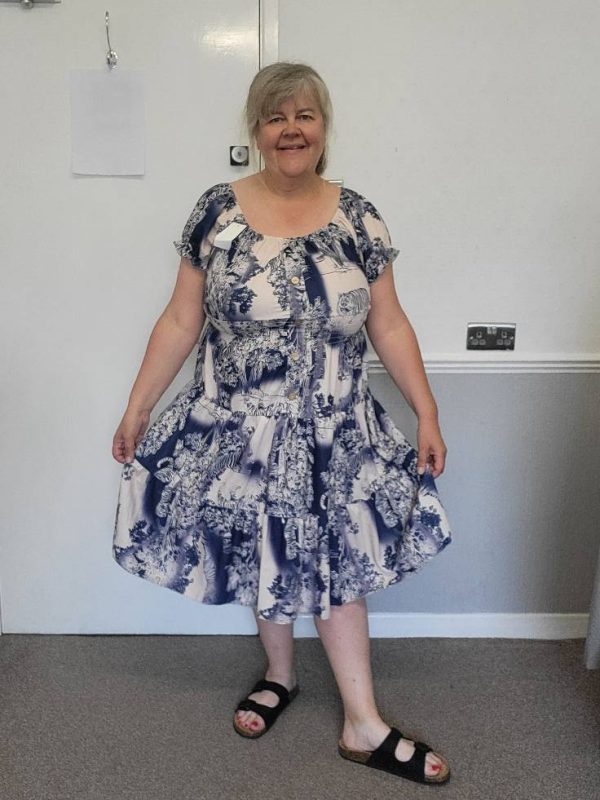 New Ladies Navy Blue Animal Print Tiered Dress One Size fits sizes 14 16 18 20 - Image 10