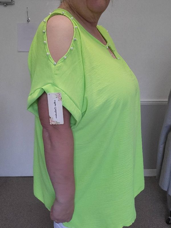 New Ladies Lime Cold Shoulder Top One Size fits sizes 18 20 22 - Image 9