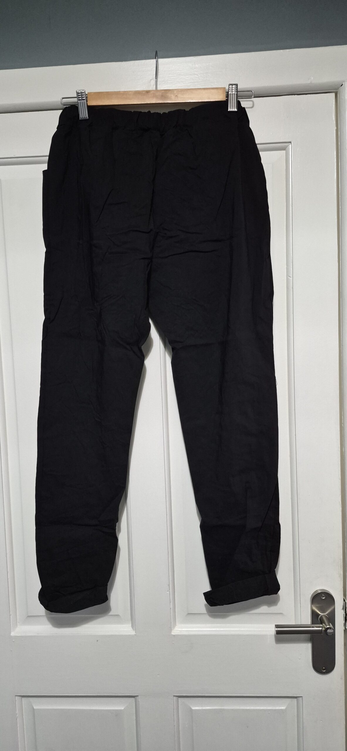 NEW Ladies Black Stretchy Crinkle Magic Trousers One Size Fits 10 12 14 16 - Image 5