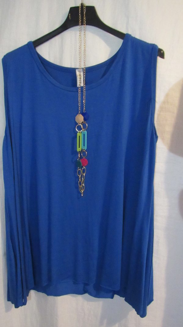 New Sleeveless Womens Royal Blue Top One Size fits sizes 16 18 20 22 - Image 3