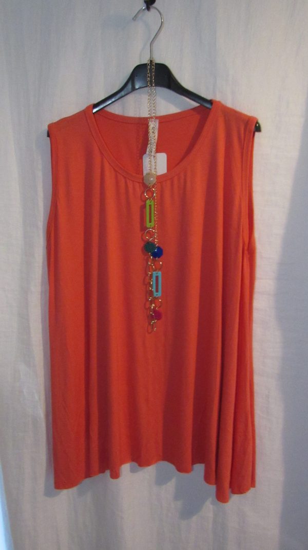 New Sleeveless Womens Coral Top One Size fits sizes 16 18 20 22 - Image 2