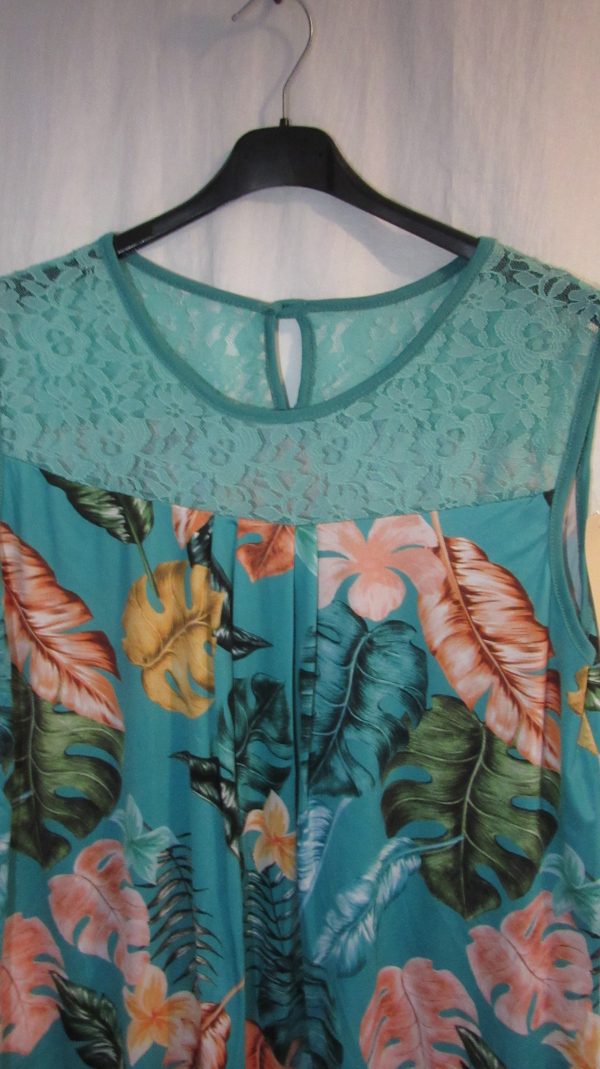 New Women's Mint Floral Sleeveless Top One Size fits sizes 16 18 20 22 - Image 3