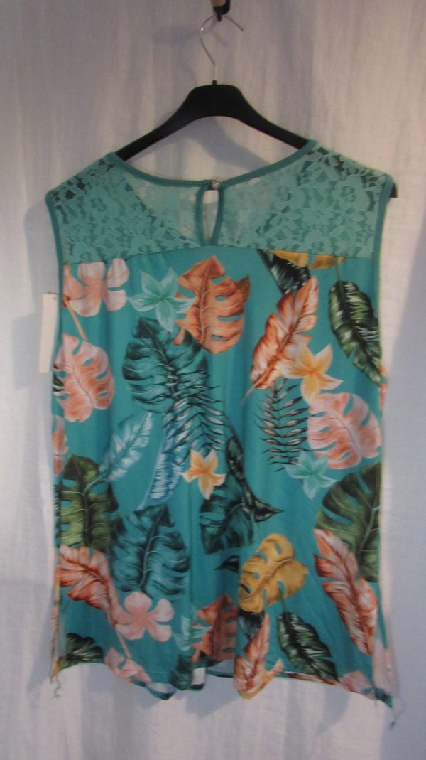 New Women's Mint Floral Sleeveless Top One Size fits sizes 16 18 20 22 - Image 5