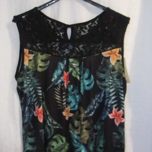 New Women’s Black Floral Sleeveless Top One Size fits sizes 16 18 20 22