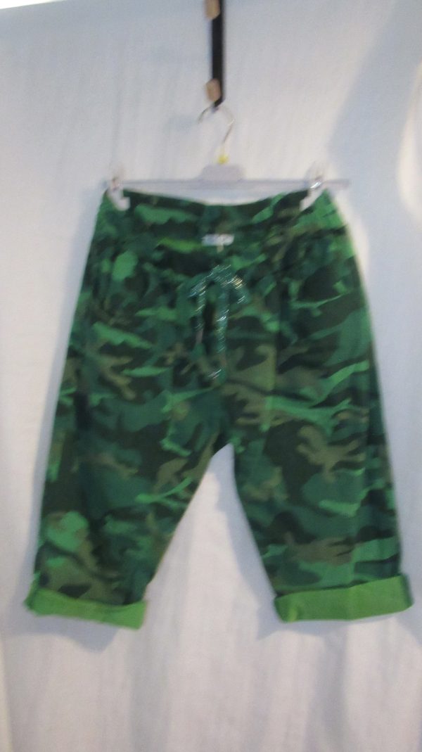 New Green Camo Knee Length Stretchy Magic Shorts One Size fits sizes 12 14 16 Special Price non returnable - Image 2