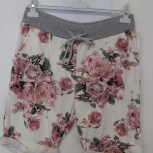 NEW Ladies White with Pink Flower Jogger Shorts Plus Size One Size Fits sizes 16 18 20 Size 2