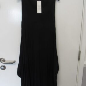 New Ladies Black Plain Sleeveless Jersey Dress One Size fits sizes 14 16 18 20