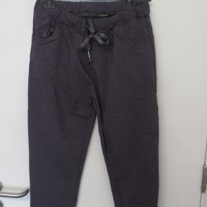 NEW Ladies Charcoal Stretchy Crinkle Magic Trousers One Size Fits 10 12 14 16