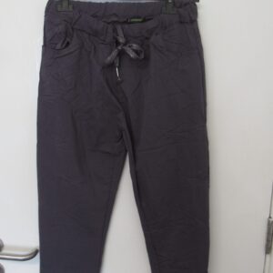 NEW Ladies Charcoal Stretchy Crinkle Magic Trousers One Size Fits 10 12 14 16