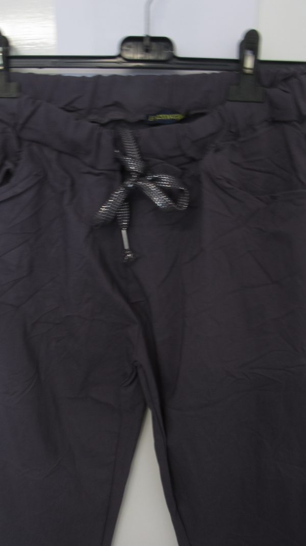 NEW Ladies Charcoal Stretchy Crinkle Magic Trousers One Size Fits 10 12 14 16 - Image 3