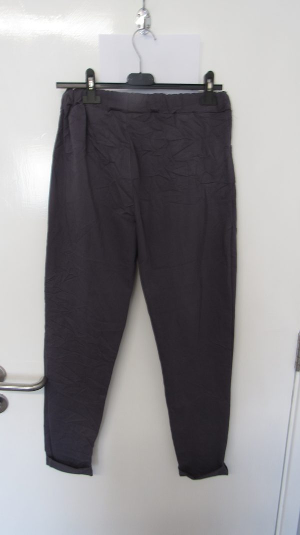 NEW Ladies Charcoal Stretchy Crinkle Magic Trousers One Size Fits 10 12 14 16 - Image 5