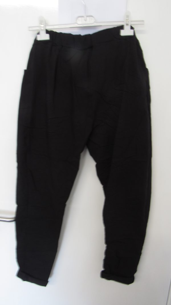 NEW Ladies Black Stretchy Crinkle Magic Trousers One Size Fits 10 12 14 16 - Image 5