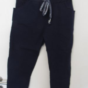 NEW Ladies Navy Blue Stretchy Crinkle Magic Trousers One Size Fits 10 12 14 16