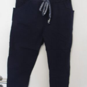 NEW Ladies Navy Blue Stretchy Crinkle Magic Trousers One Size Fits 10 12 14 16