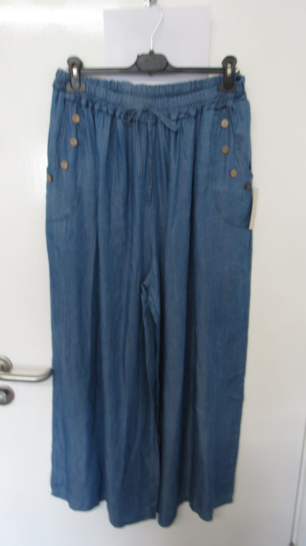 New Ladies Darker Blue Wide Leg Trousers One Size fits sizes 18 20 22