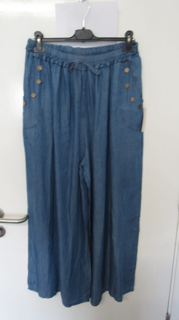 New Ladies Darker Blue Wide Leg Trousers One Size fits sizes 18 20 22 - Image 2
