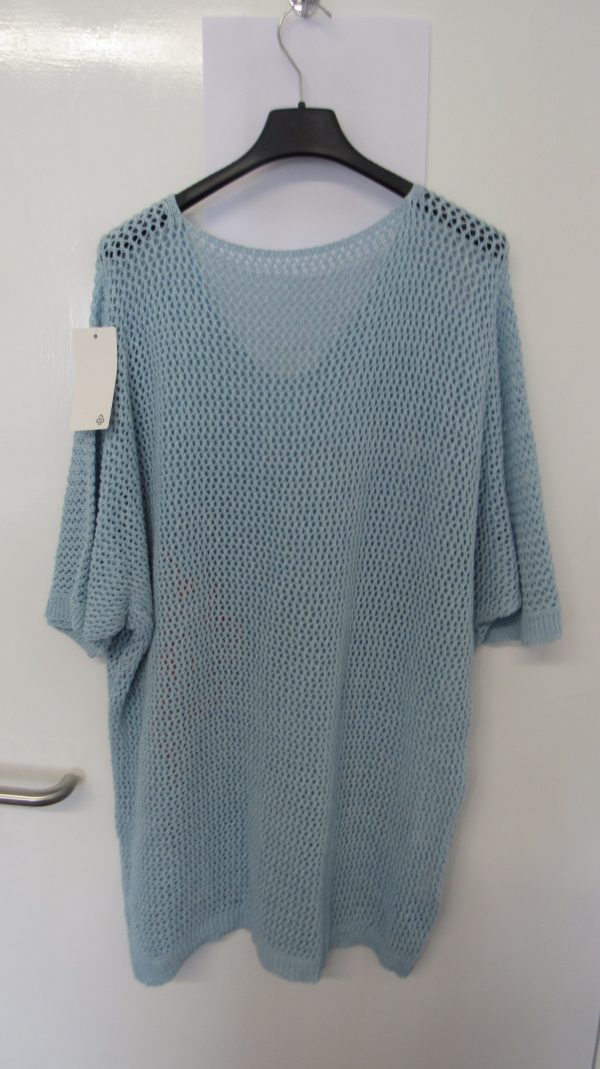 New Ladies Light Blue Floral Crochet V Neck Summer Top Size 16 - Image 4
