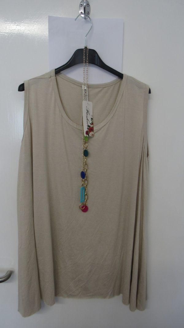 New Sleeveless Womens Beige Top One Size fits sizes 16 18 20 22