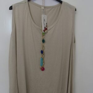 New Sleeveless Womens Beige Top One Size fits sizes 16 18 20 22