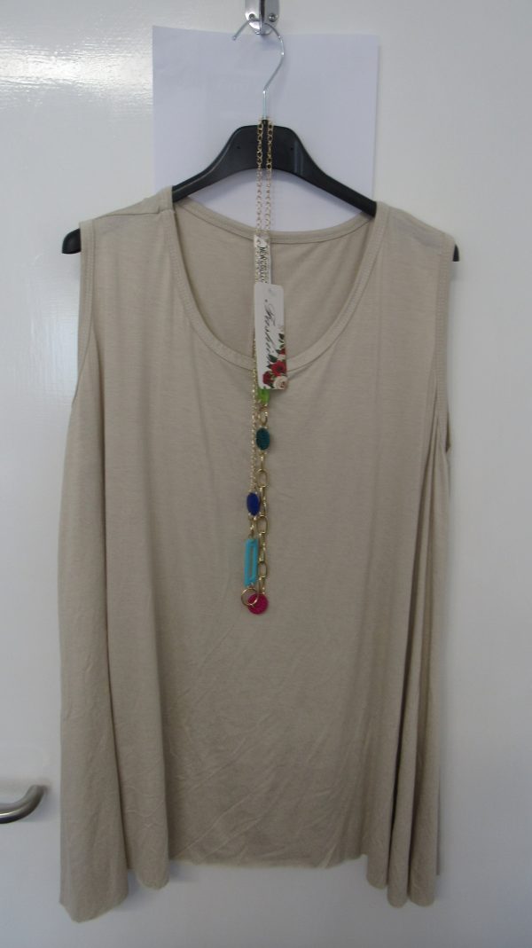 New Sleeveless Womens Beige Top One Size fits sizes 16 18 20 22 - Image 2