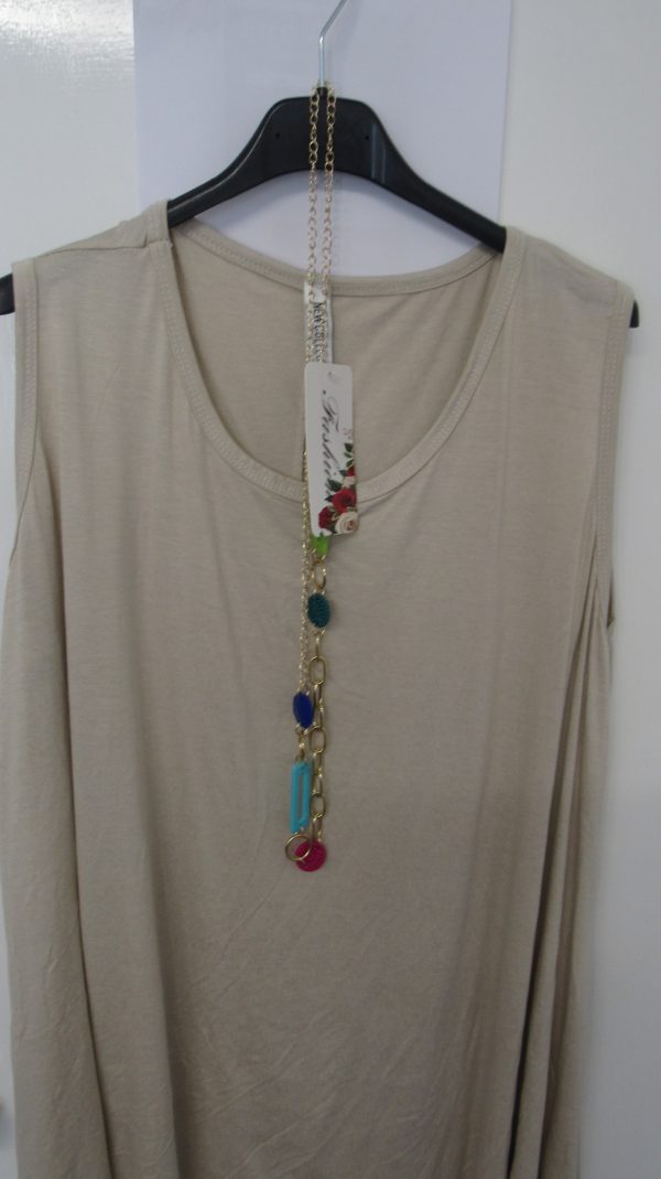 New Sleeveless Womens Beige Top One Size fits sizes 16 18 20 22 - Image 3