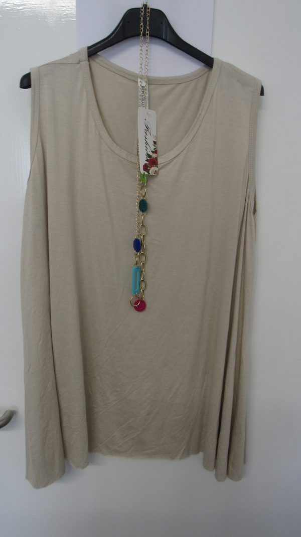 New Sleeveless Womens Beige Top One Size fits sizes 16 18 20 22 - Image 4