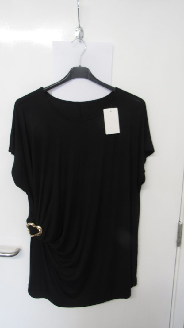 New Ladies Black Wrap Around Look with Heart Top One Size fits sizes 16 18 20 22