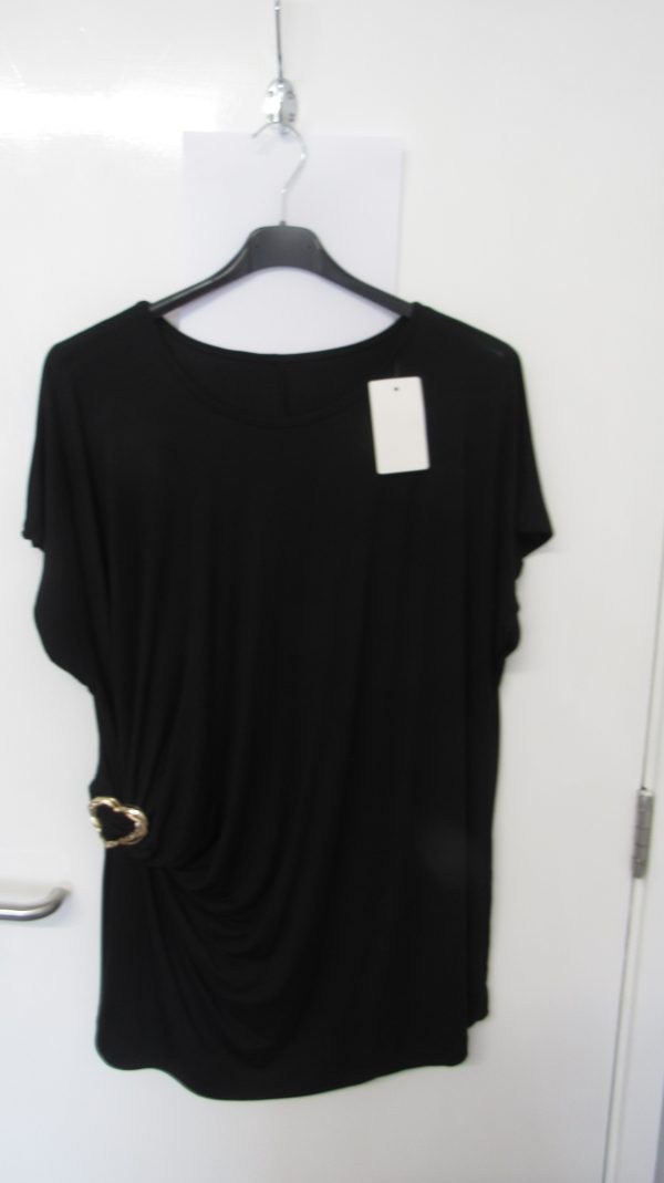 New Ladies Black Wrap Around Look with Heart Top One Size fits sizes 16 18 20 22 - Image 2