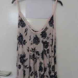 New Ladies Pale Pink Floral Vest Top One Size fits sizes 16 18 20 22