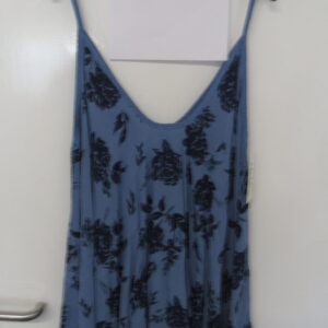 New Ladies Denim Blue Floral Vest Top One Size fits sizes 16 18 20 22