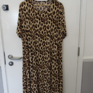 New Ladies Brown Leopard Print Stretchy Dress One Size fits sizes 18 20 22 24