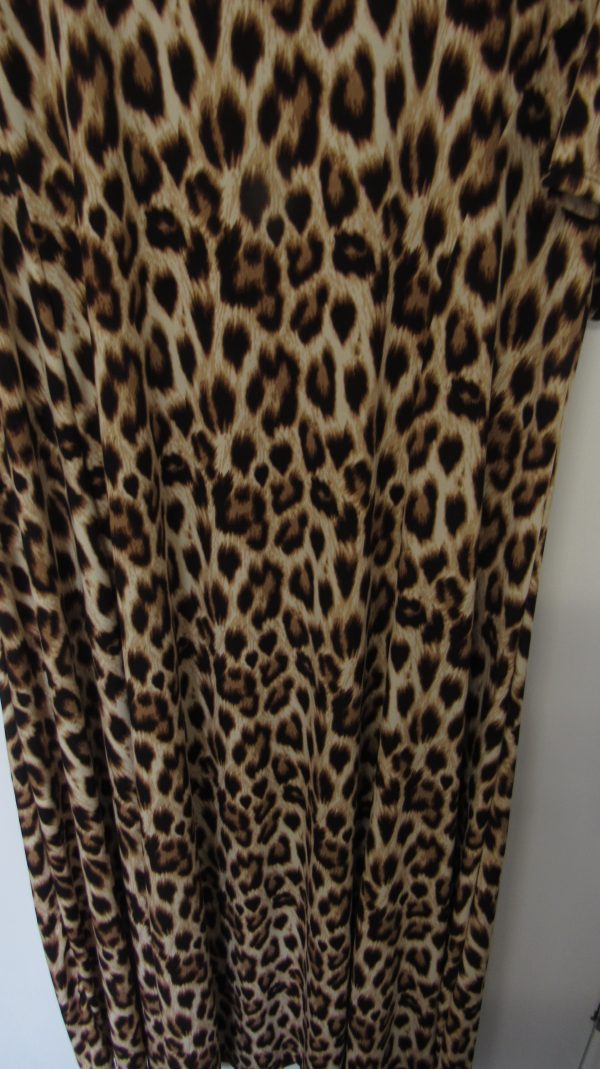 New Ladies Brown Leopard Print Stretchy Dress One Size fits sizes 18 20 22 24 - Image 4