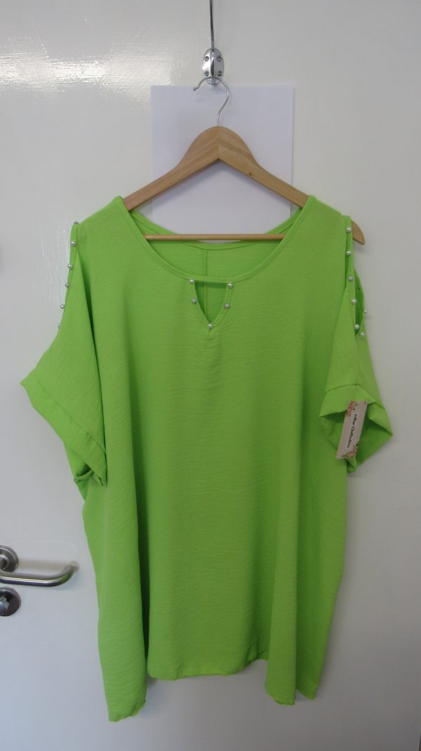 New Ladies Lime Cold Shoulder Top One Size fits sizes 18 20 22 - Image 2