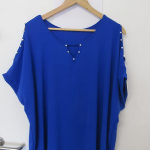 New Ladies Royal Blue Cold Shoulder Top One Size fits sizes 18 20 22