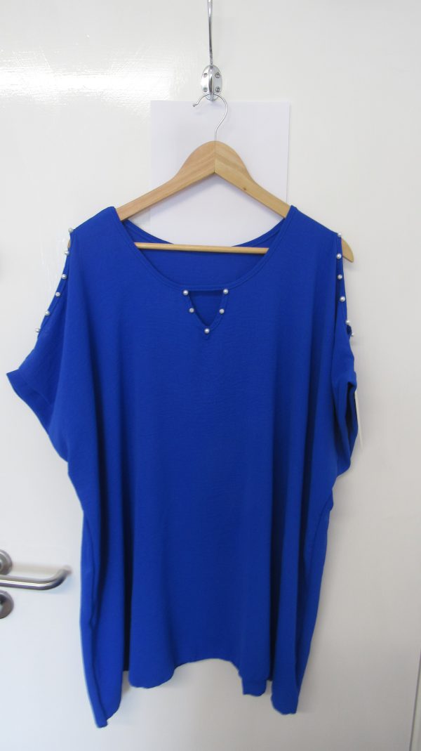 New Ladies Royal Blue Cold Shoulder Top One Size fits sizes 18 20 22