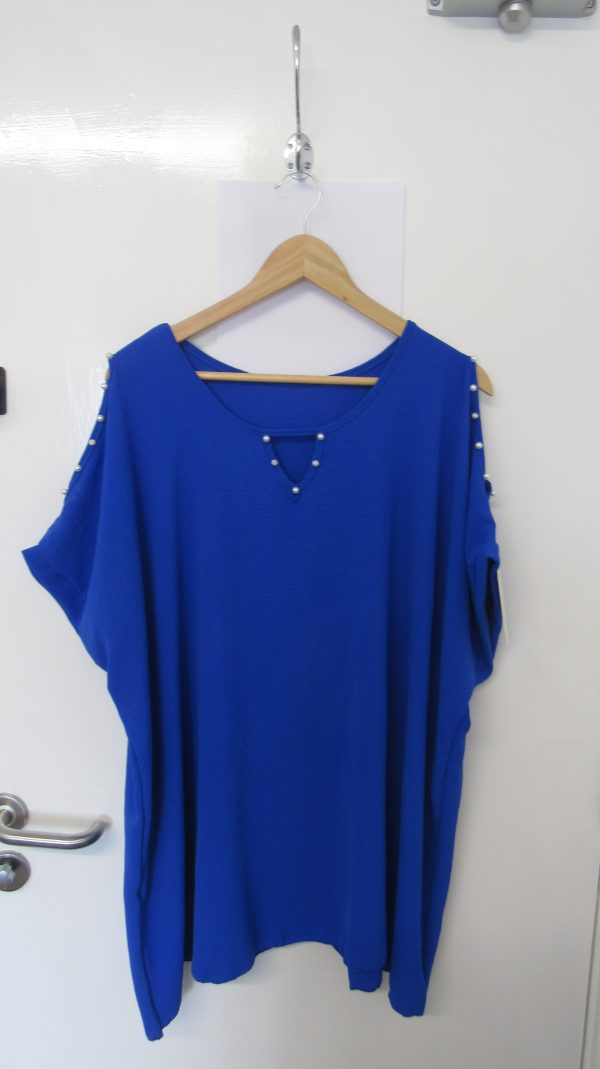 New Ladies Royal Blue Cold Shoulder Top One Size fits sizes 18 20 22 - Image 2
