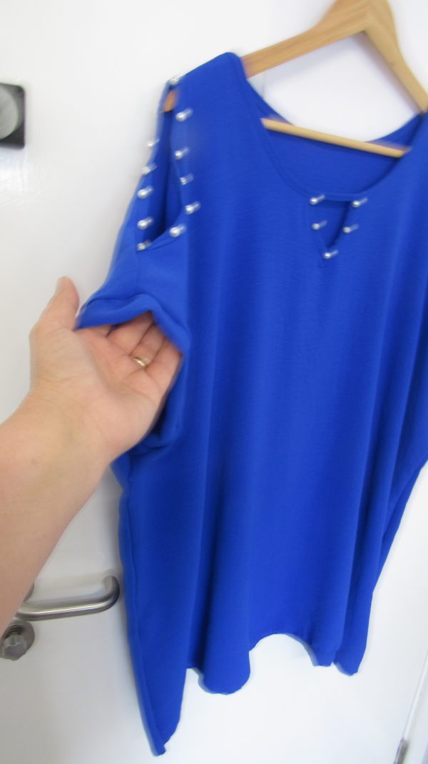 New Ladies Royal Blue Cold Shoulder Top One Size fits sizes 18 20 22 - Image 5