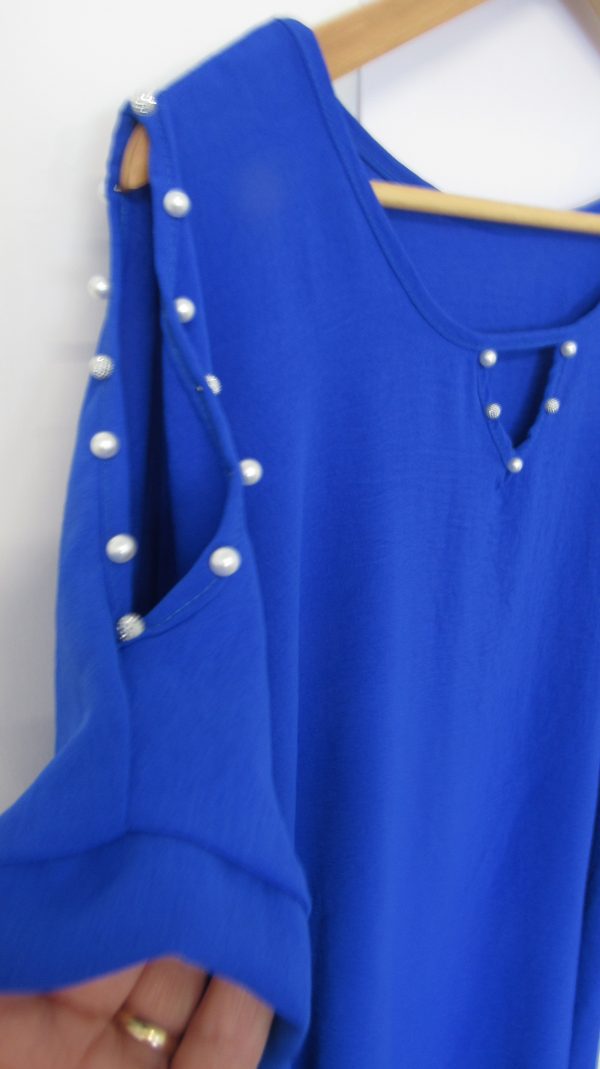New Ladies Royal Blue Cold Shoulder Top One Size fits sizes 18 20 22 - Image 4