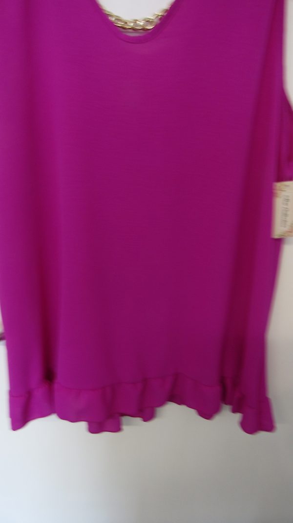 New Ladies Chain Back Magenta Frill Bottom Tunic Top One Size fits sizes 16 18 20 22 - Image 4