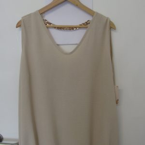 SALE SALE SALE New Ladies Chain Back Beige Frill Bottom Tunic Top One Size fits sizes 16 18 20 22 NON RETURNABLE
